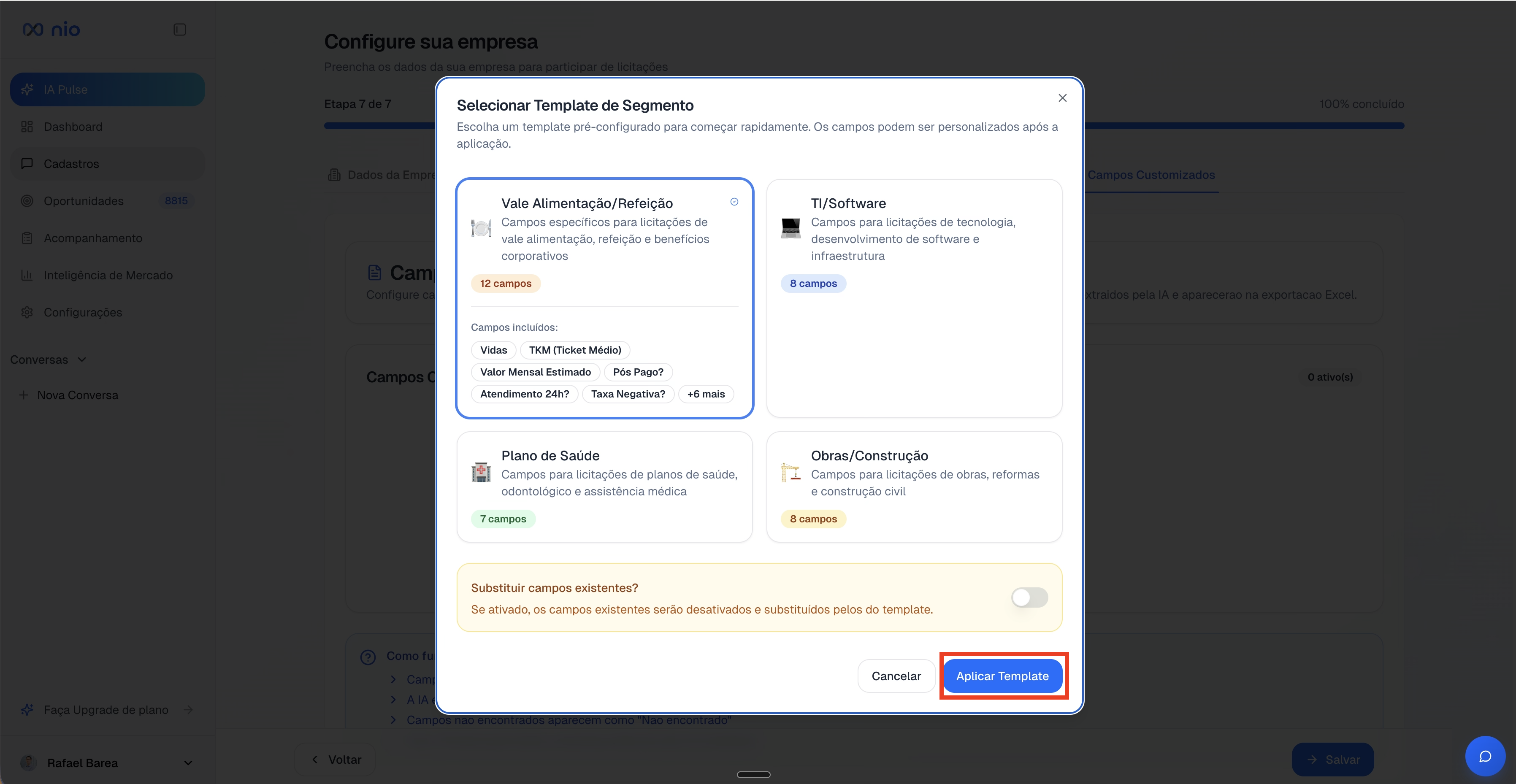 Seletor de Templates por Segmento